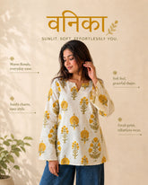 Vanika Botanical Printed Cotton Kurti