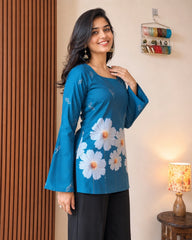 Neelambari Floral Bloom Lace-Up Kurti
