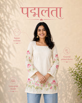 Padmalata Lotus Border Lace-Up Kurti