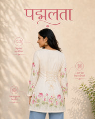 Padmalata Lotus Border Lace-Up Kurti