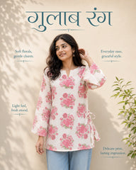 Gulab Rang Floral Kurti