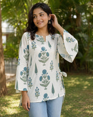 Neerja Floral Bloom Side-Tie Kurti