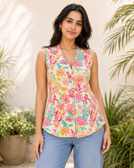 Rasmayi Floral Mulmul Cotton Kurti