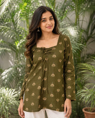 Pallavi Lotus Motif Lace-Up Kurti