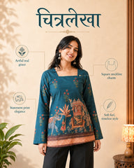 Chitralekha Kalamkari Mulmul Cotton Kurti
