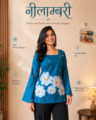 Neelambari Floral Bloom Lace-Up Kurti