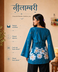 Neelambari Floral Bloom Lace-Up Kurti