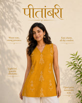 Peetambari Open-Back Bow Cotton Kurti