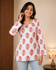 Pravalika Coral Bloom Kurti Top