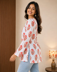 Pravalika Coral Bloom Kurti Top