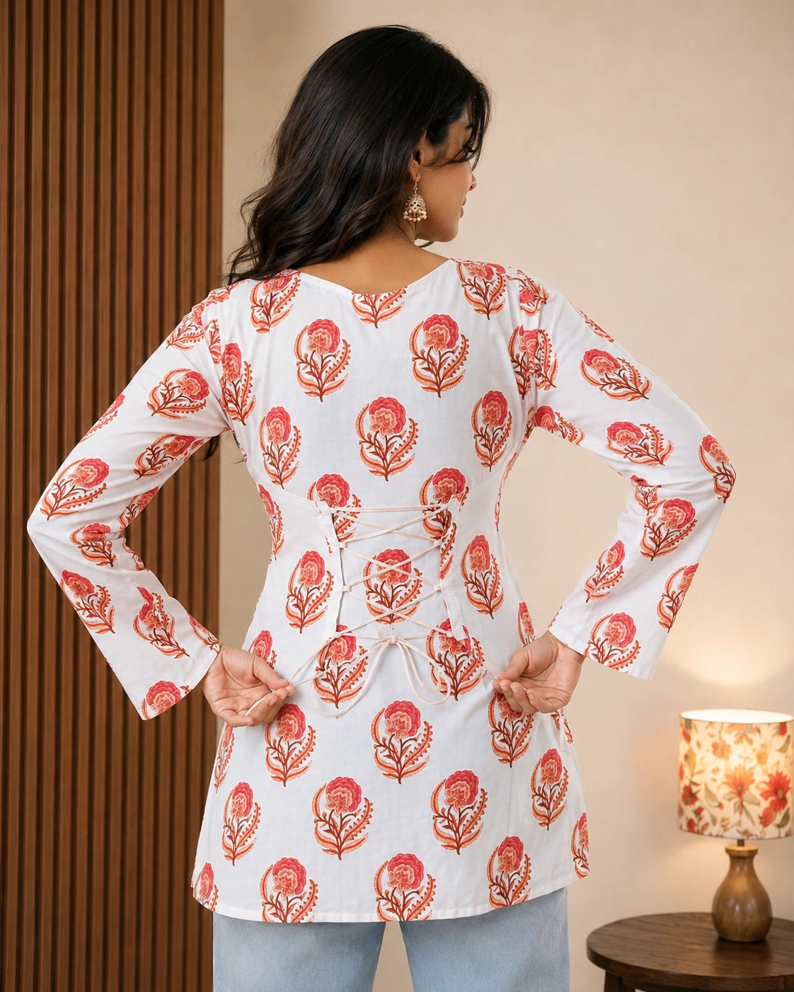 Pravalika Coral Bloom Kurti Top