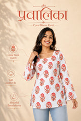Pravalika Coral Bloom Kurti Top