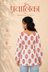 Pravalika Coral Bloom Kurti Top