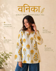 Vanika Botanical Printed Cotton Kurti