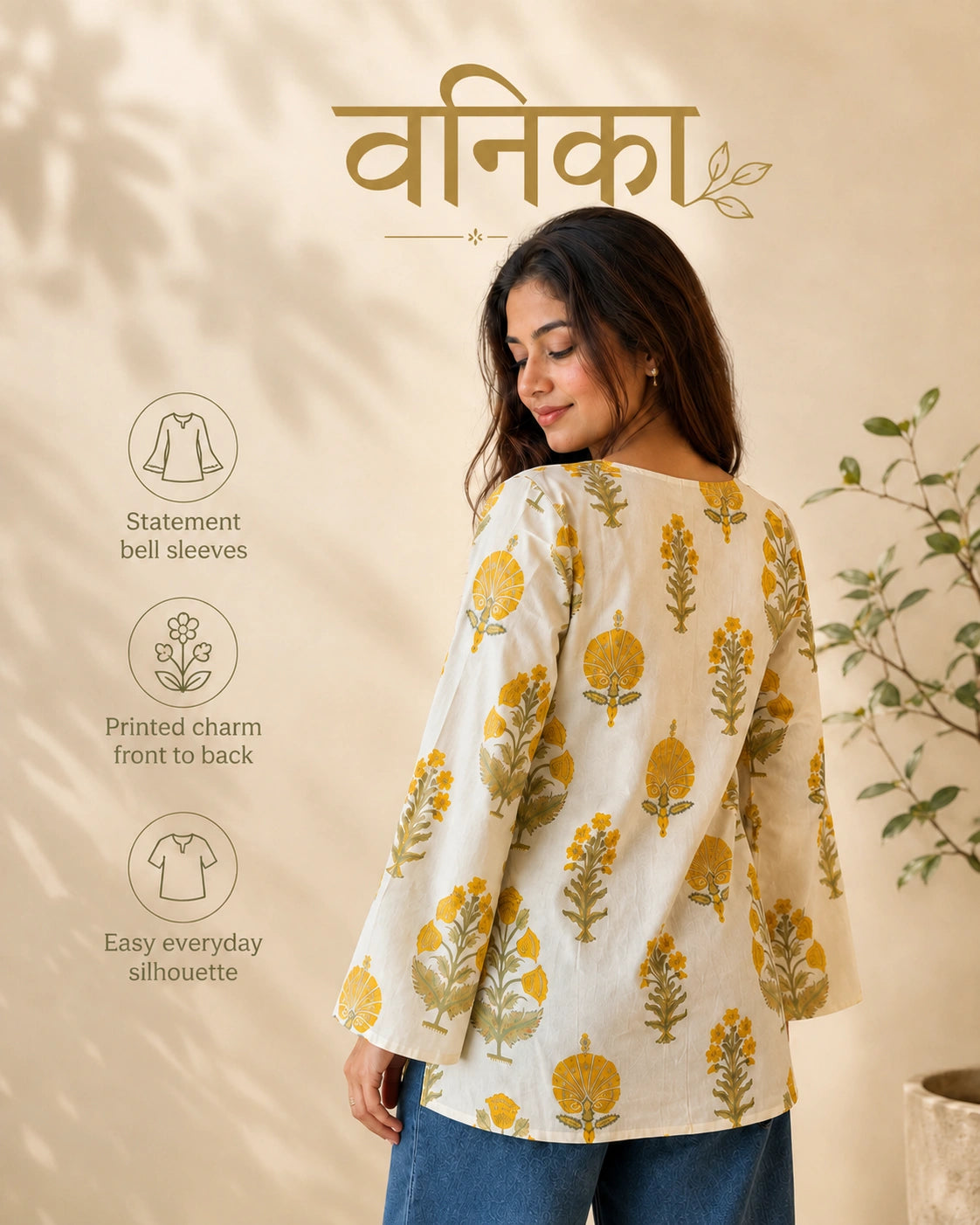 Vanika Botanical Printed Cotton Kurti