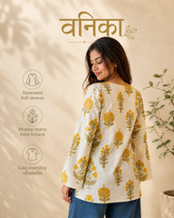 Vanika Botanical Printed Cotton Kurti