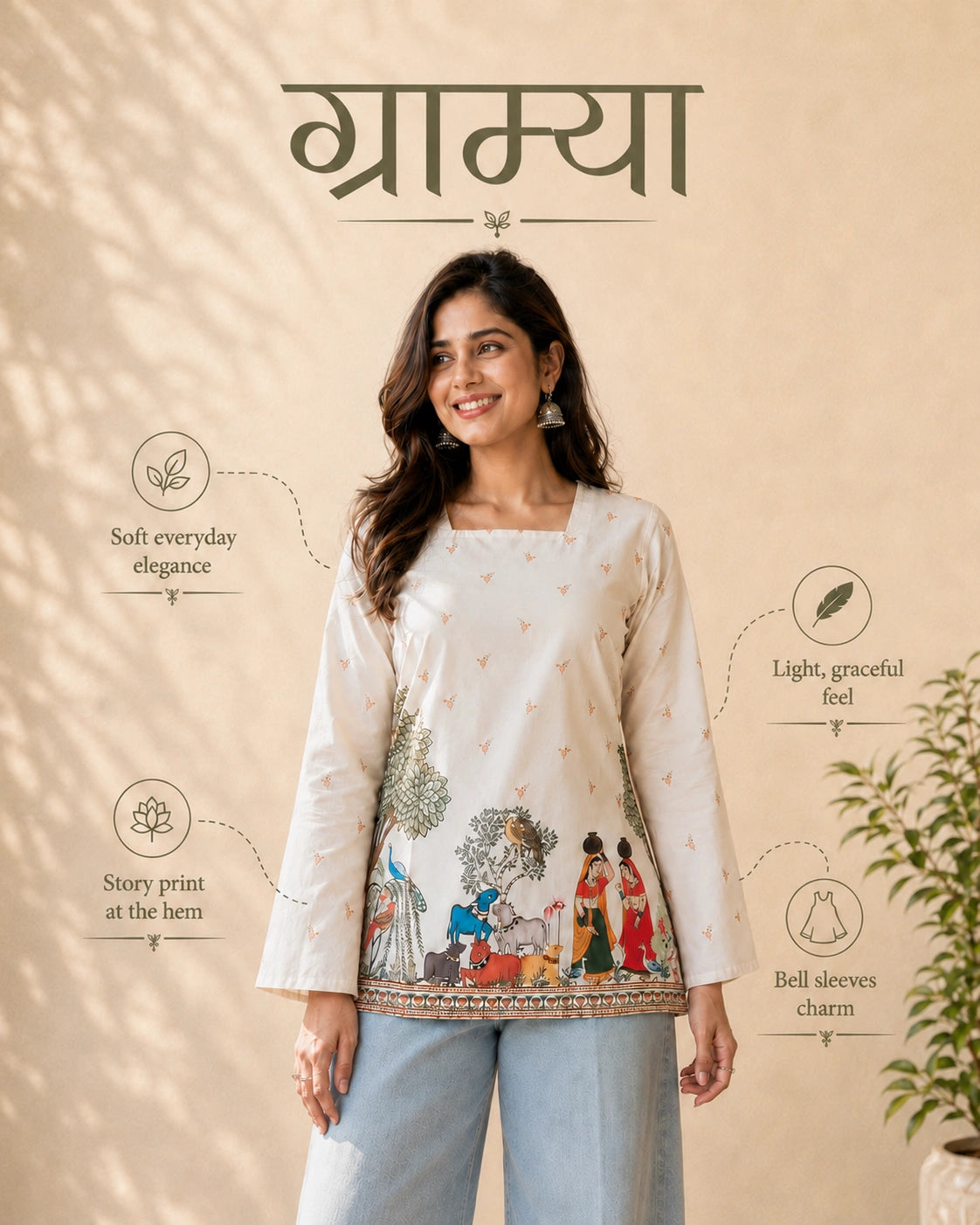 Gramya Kalamkari Cotton Short Kurti