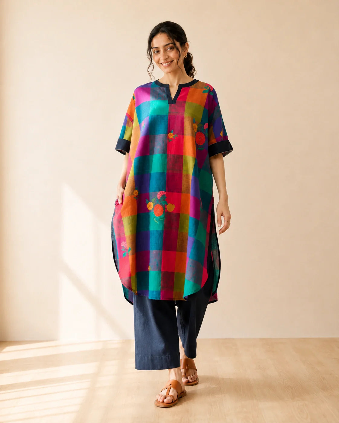 Echo Black Multicolor Cotton Kurti Set for Women