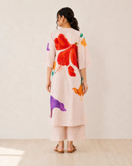 Hibiscus Off White Cotton Kurti Set for Women