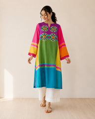 Chakra Multicolour Cotton Kurti Set for Women