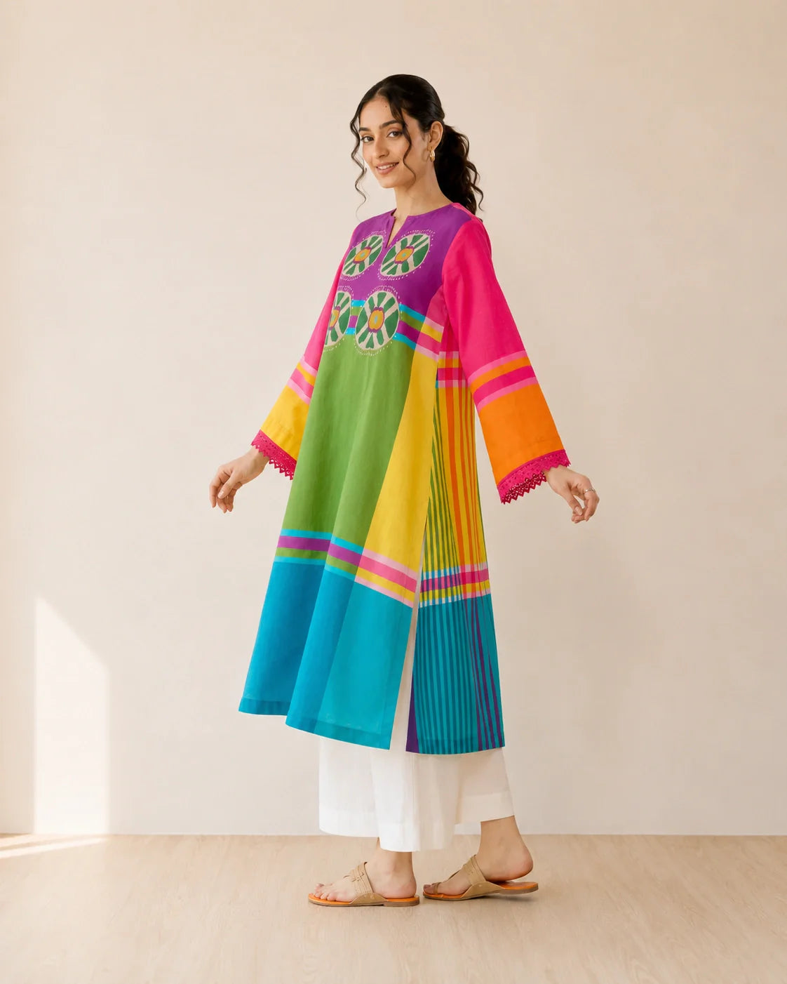 Chakra Multicolour Cotton Kurti Set for Women