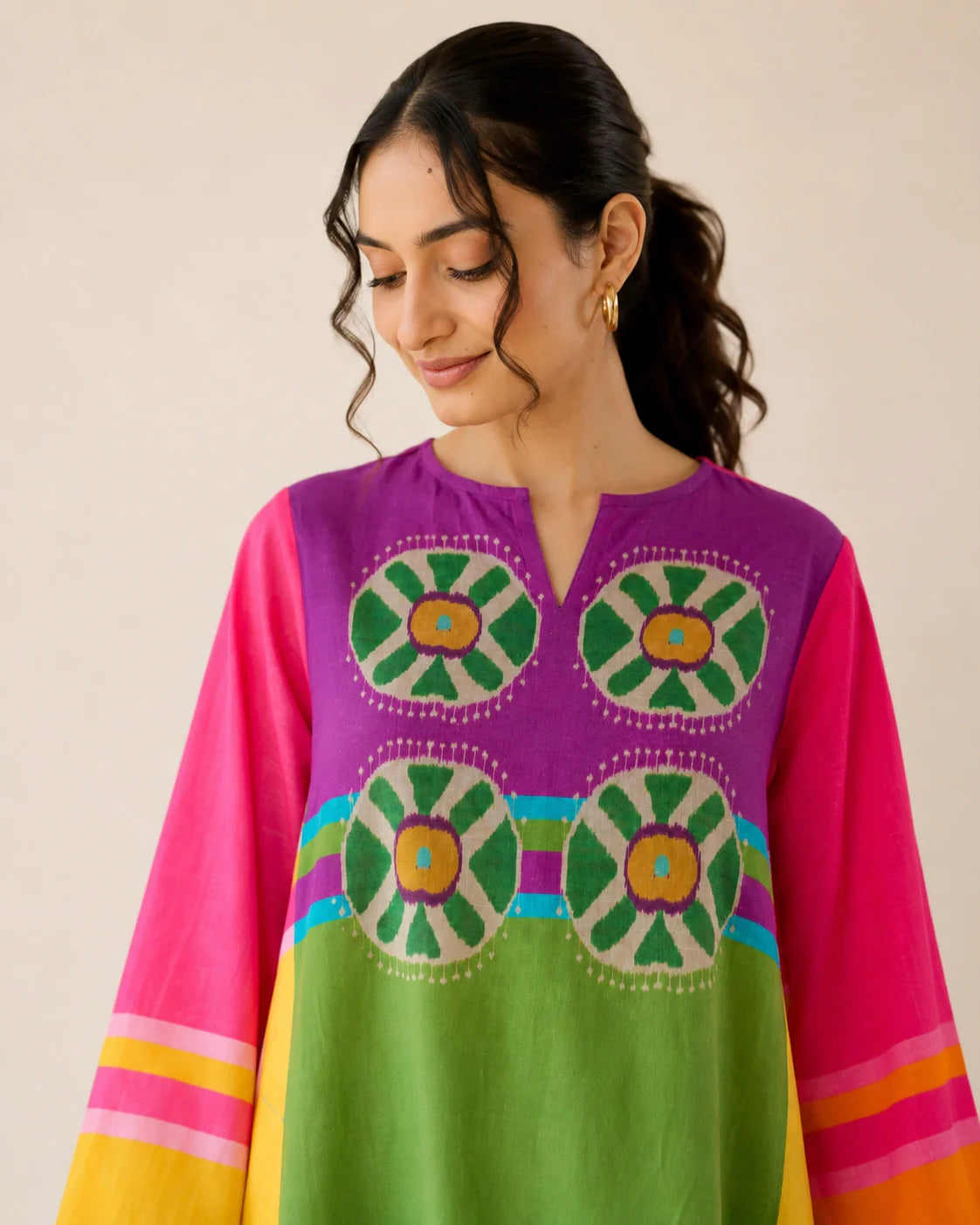 Chakra Multicolour Cotton Kurti Set for Women