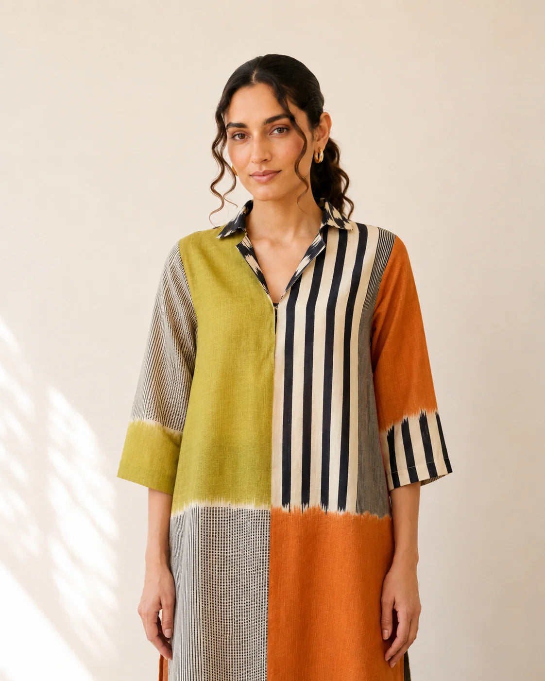 Retro Tangerine & Heena Cotton Kurti Set For Women