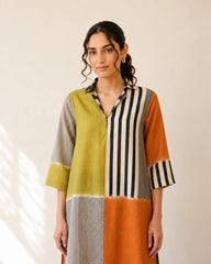 Retro Tangerine & Heena Cotton Kurti Set For Women