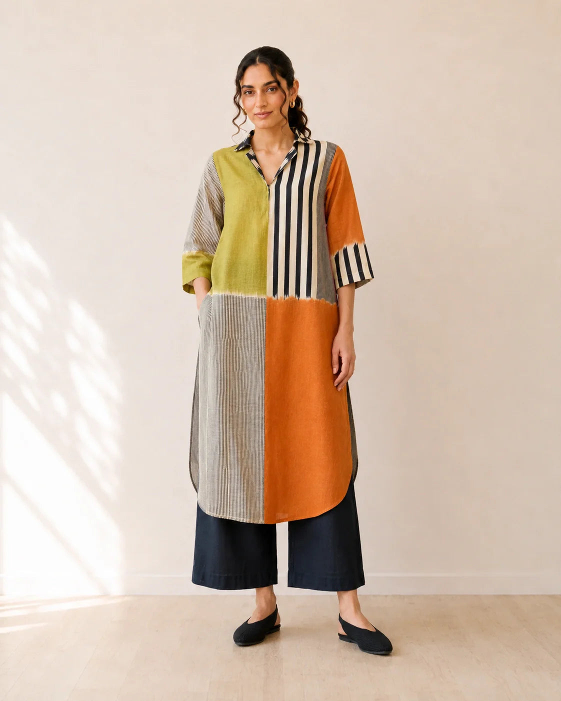 Retro Tangerine & Heena Cotton Kurti Set For Women