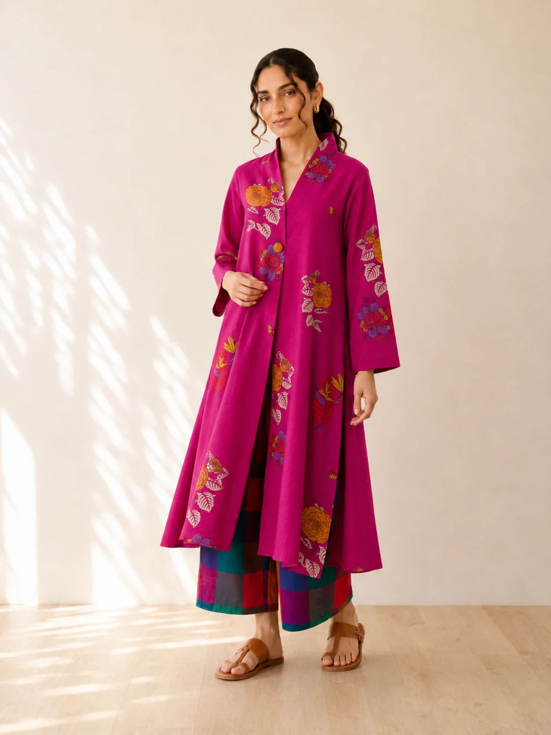 Potpourri Fuchsia Cotton Kurti Set for Women