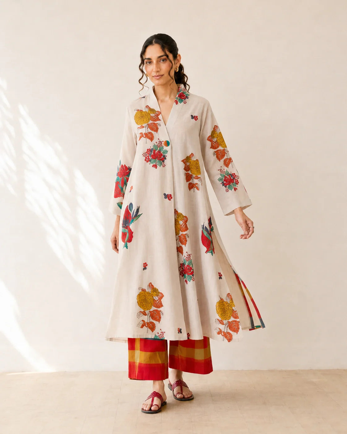 Potpourri Off White Cotton Kurti Set for Women