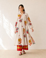 Potpourri Off White Cotton Kurti Set for Women