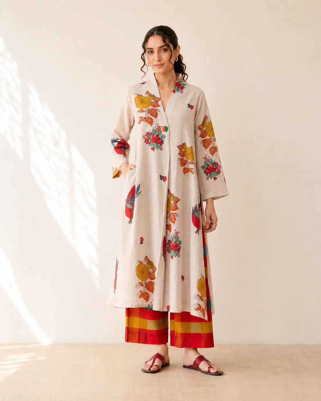 Potpourri Off White Cotton Kurti Set for Women