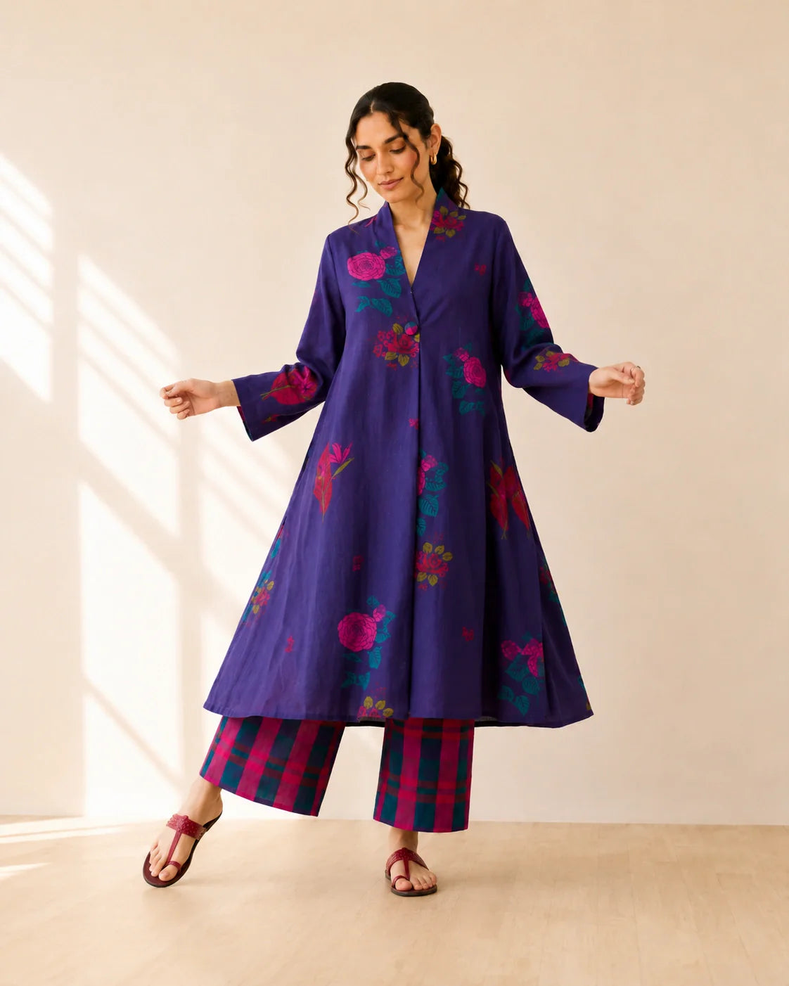 Potpourri Violet Cotton Kurti Set for Women