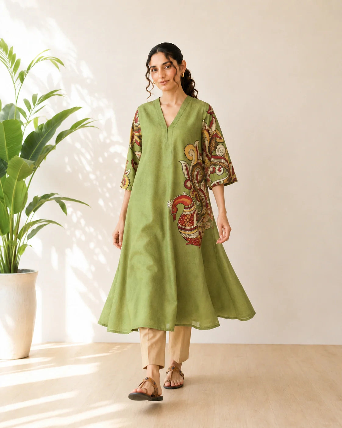 Morni Sage Green Cotton Kurti Set for Women