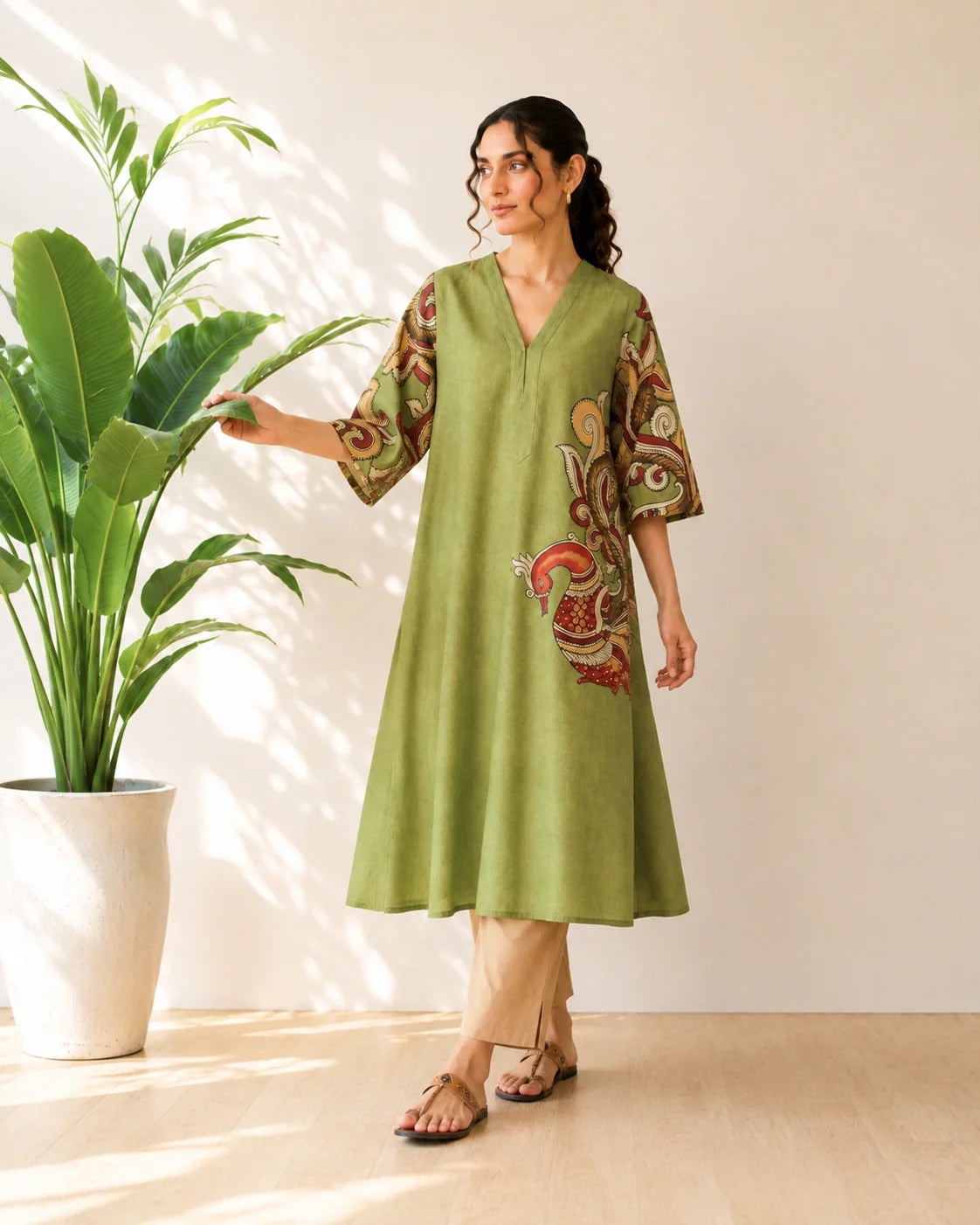 Morni Sage Green Cotton Kurti Set for Women
