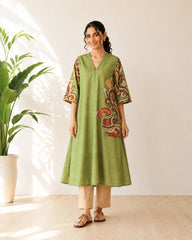 Morni Sage Green Cotton Kurti Set for Women