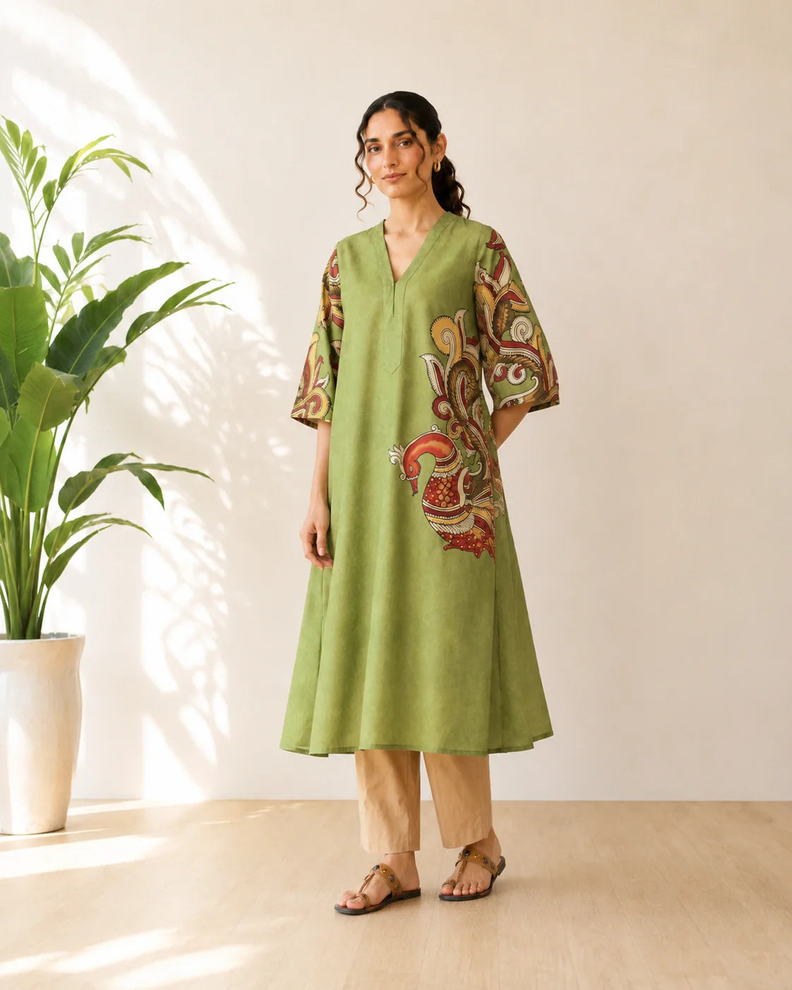 Morni Sage Green Cotton Kurti Set for Women