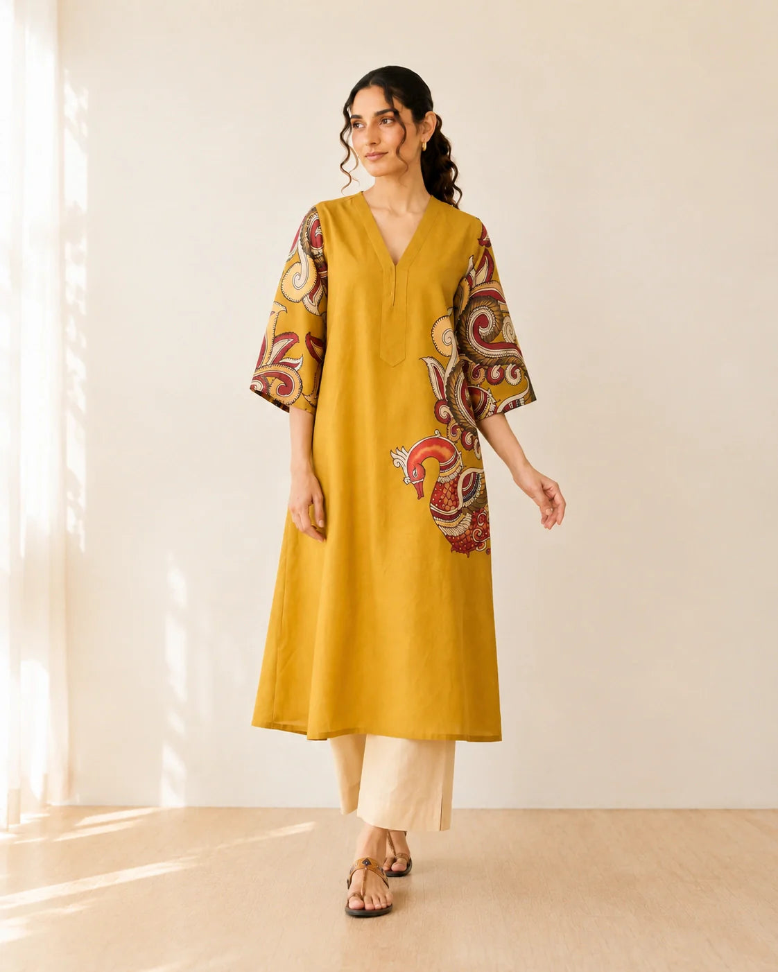Morni Mustard Soft Cotton Kurti Set for Women