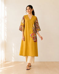 Morni Mustard Soft Cotton Kurti Set for Women