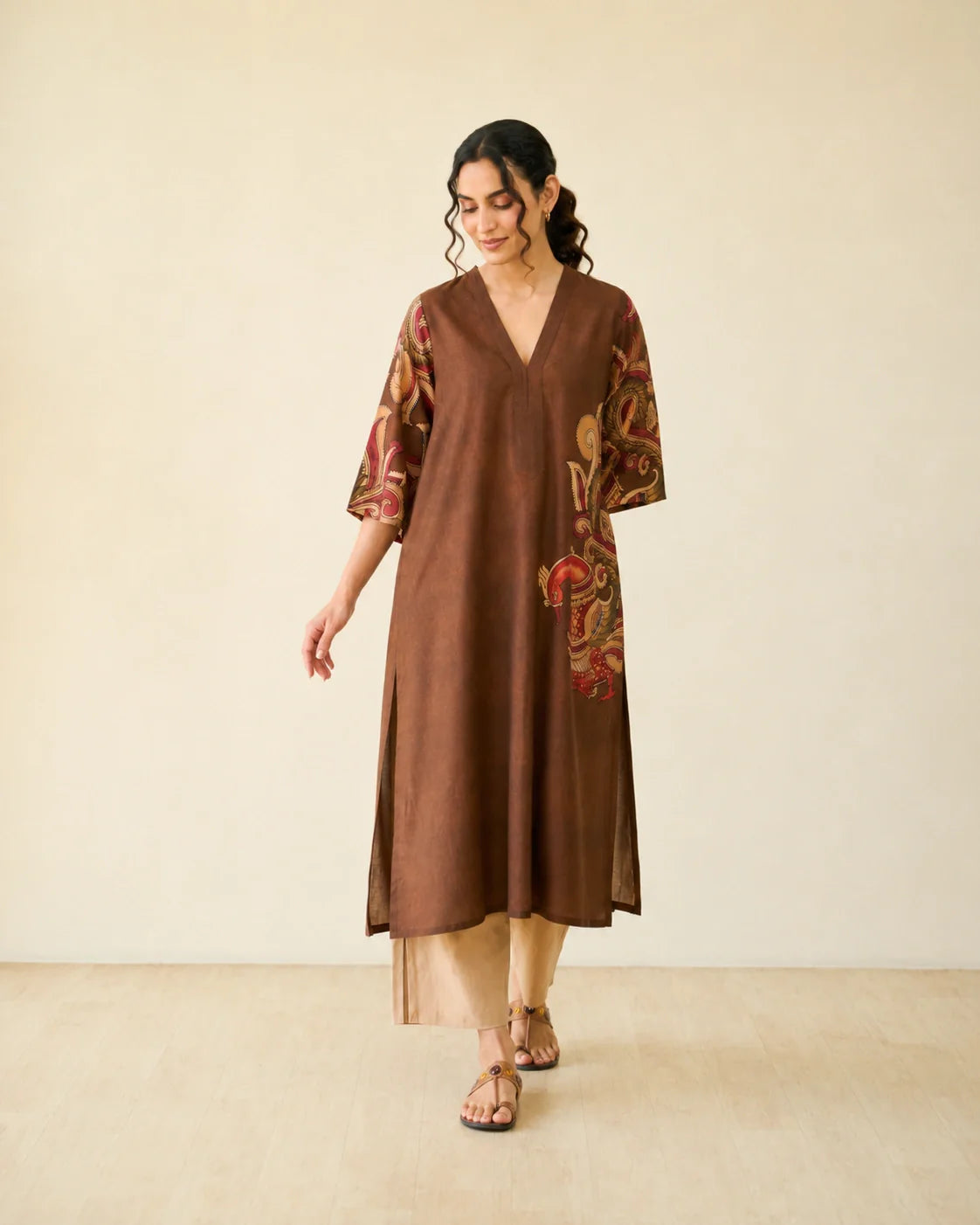 Morni Brown Soft Cotton Kurti Set for Women