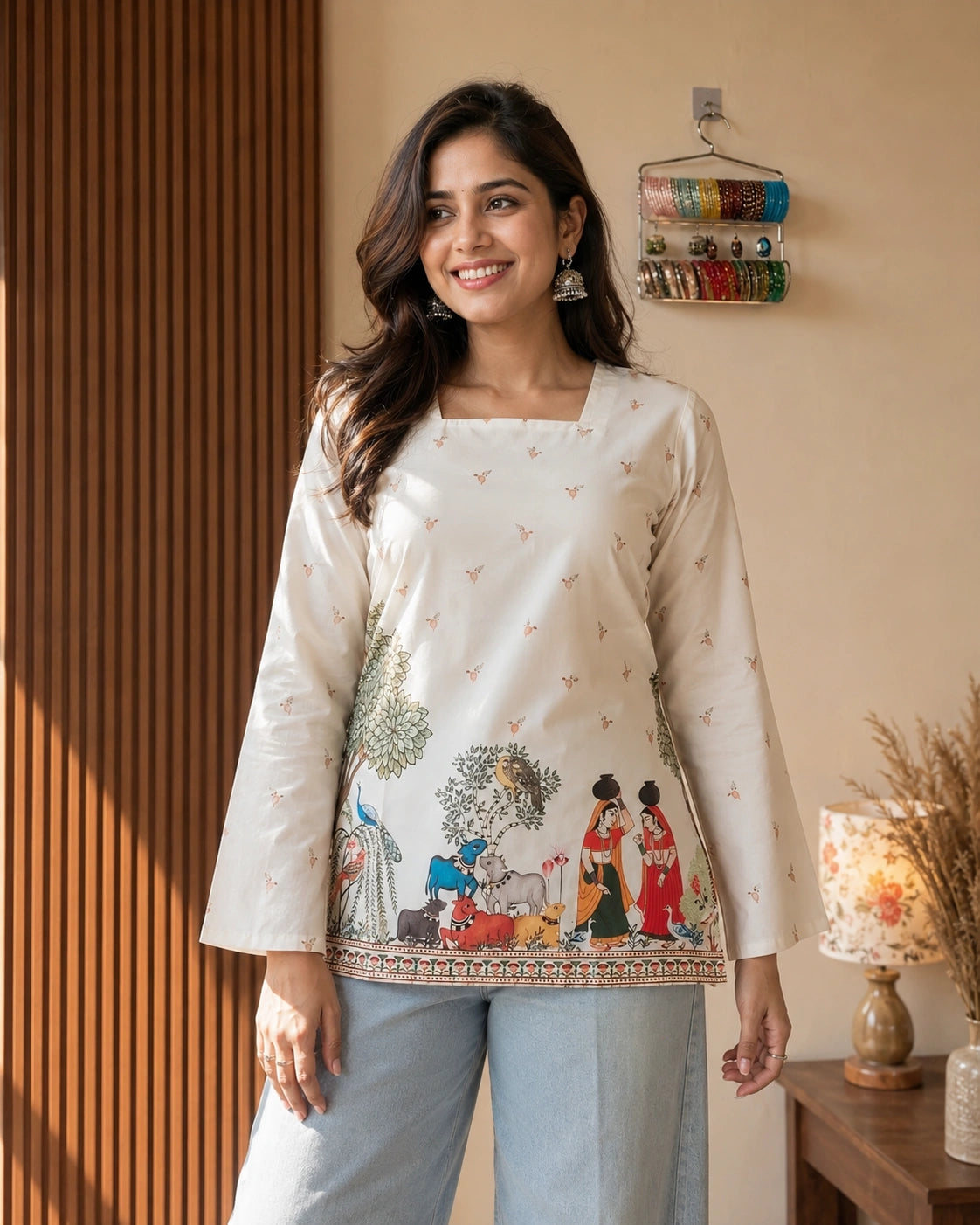 Gramya Kalamkari Cotton Short Kurti