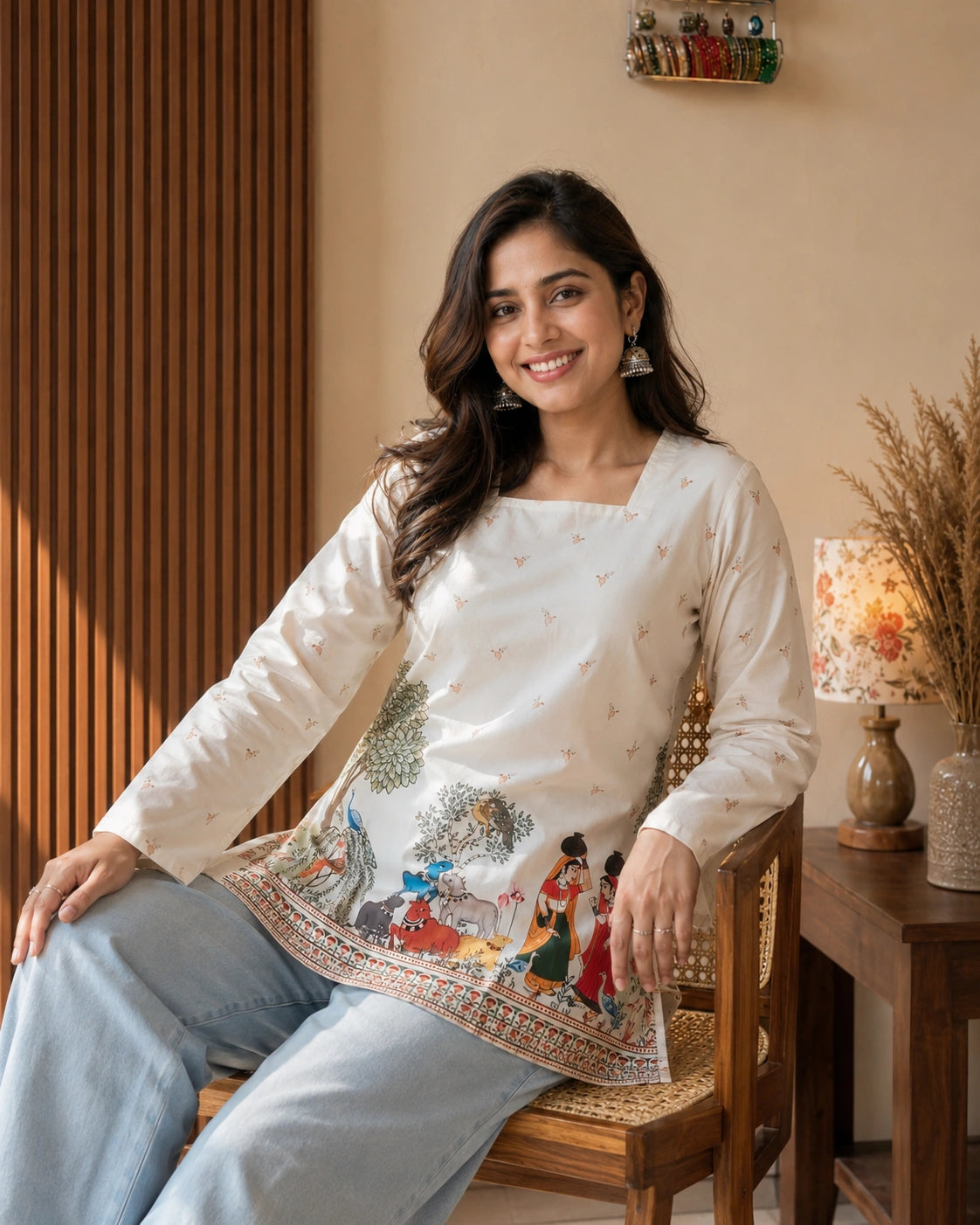Gramya Kalamkari Cotton Short Kurti