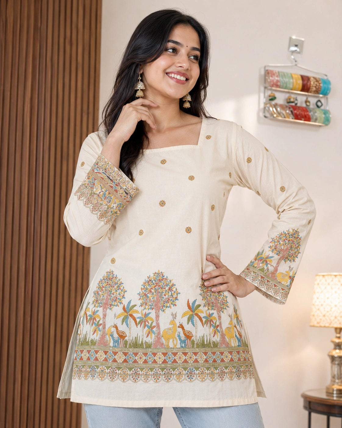 Vanya Nature-Inspired Kalamkari Cotton Kurti