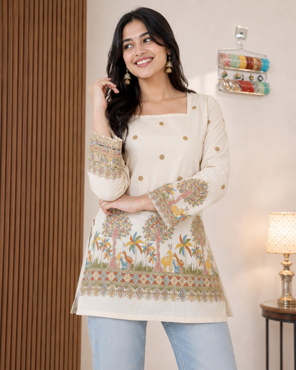 Vanya Nature-Inspired Kalamkari Cotton Kurti