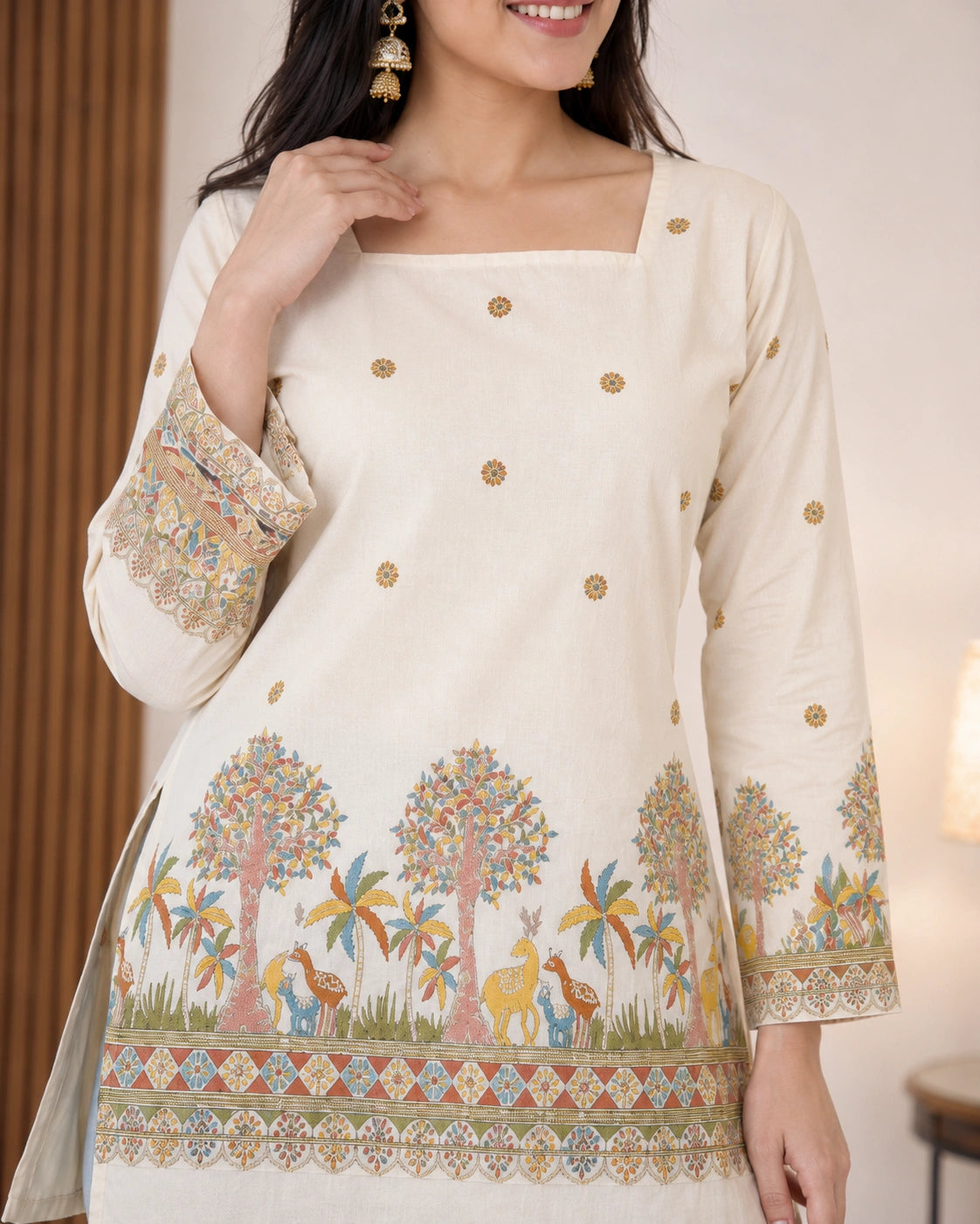 Vanya Nature-Inspired Kalamkari Cotton Kurti