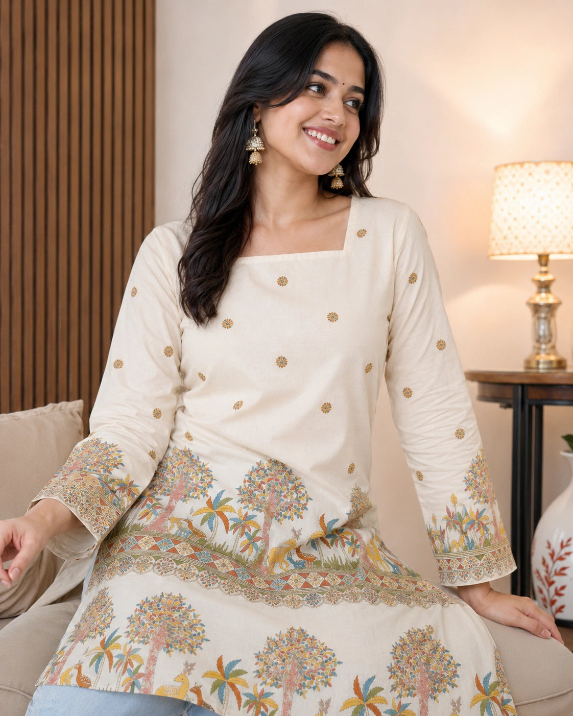 Vanya Nature-Inspired Kalamkari Cotton Kurti
