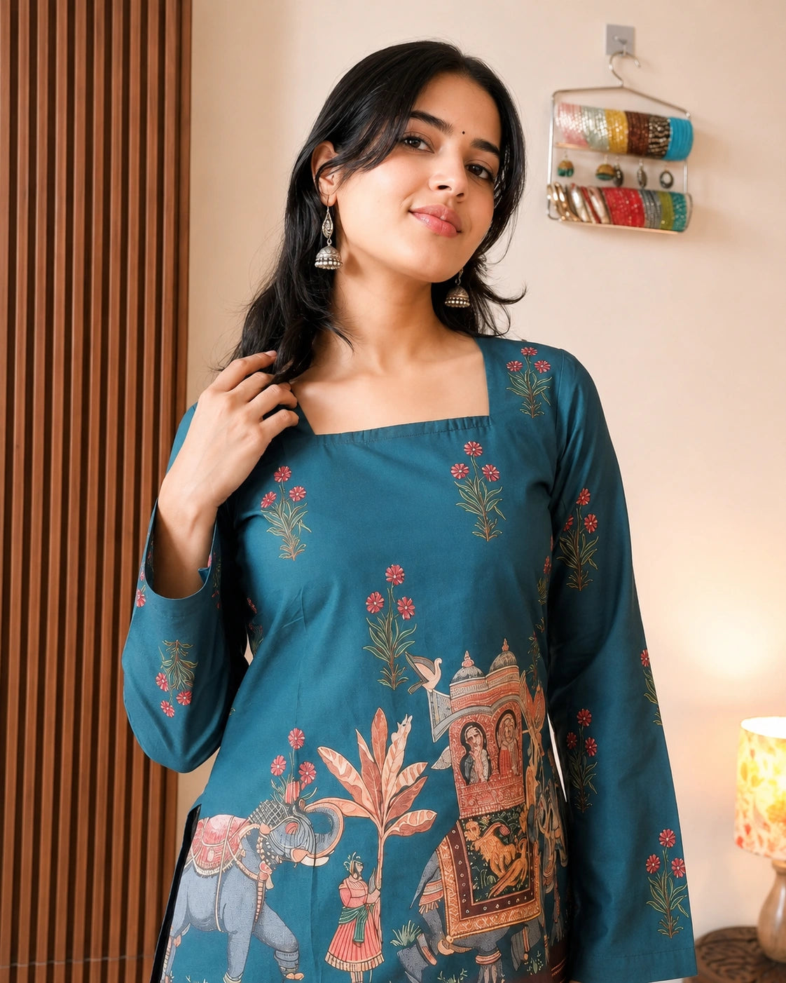 Chitralekha Kalamkari Mulmul Cotton Kurti