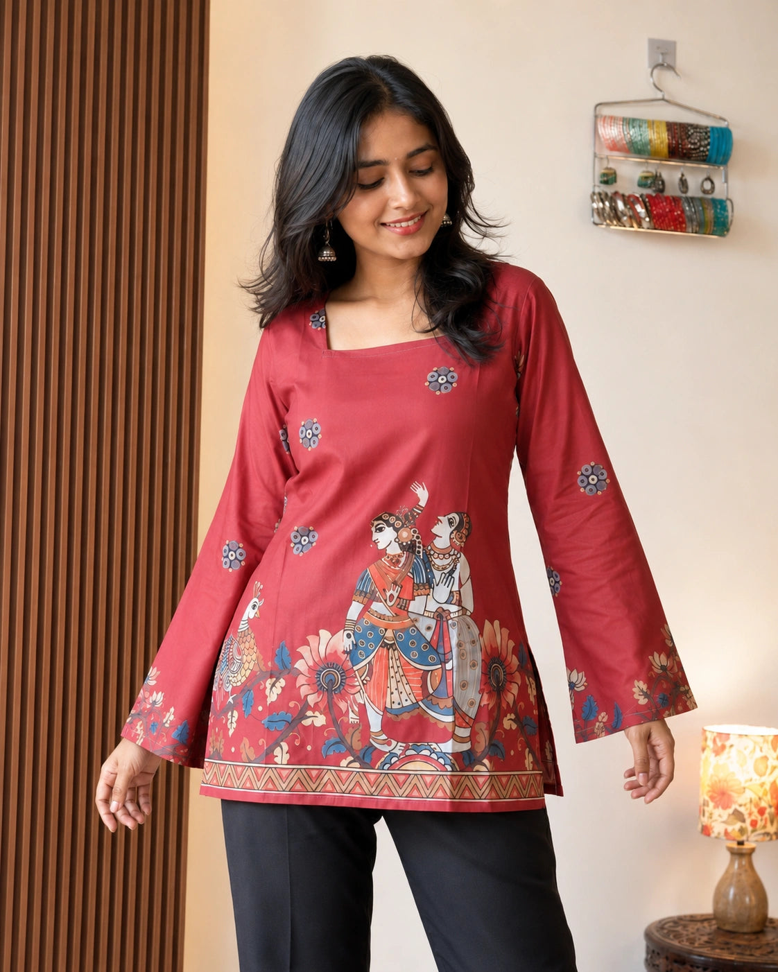 Rasika Kalamkari Mulmul Cotton Kurti