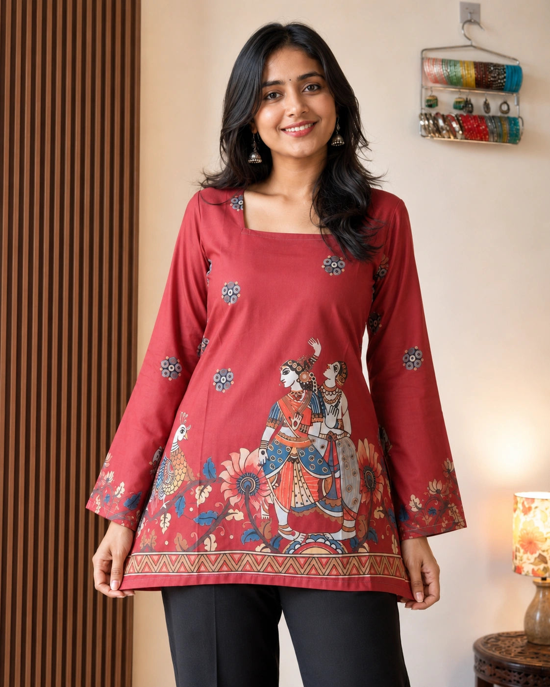 Rasika Kalamkari Mulmul Cotton Kurti